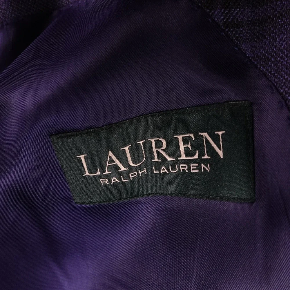 Lauren‎ Ralph Lauren Mens 40L Silk Wool Plaid Blazer Sport Coat Blue 2 Button